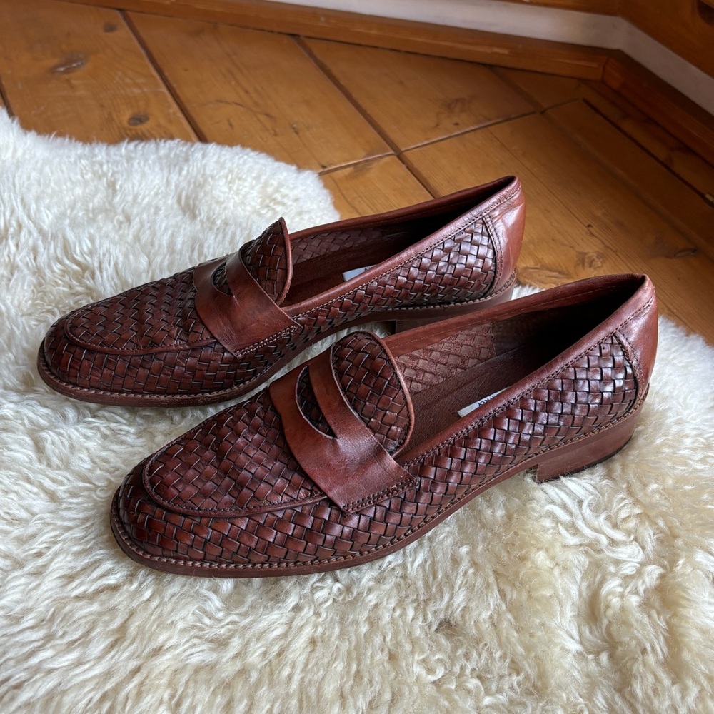 Vintage Talbots Brown Woven Leather Loafers